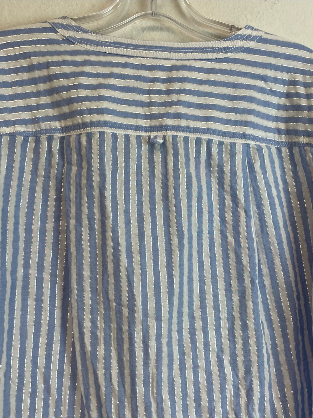 Talbots Light Blue and White Striped Popover Shirt Size L Petites - Picture 7 of 8